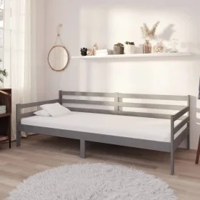 Sofa bed with solid pine wood mattress gray 90x200 cm by vidaXL, Beds and slatted bases - Ref: Foro24-3083581, Price: 225,98 ...