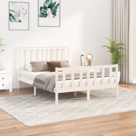 Estructura de cama con cabecero madera pino blanco 140x200 cm