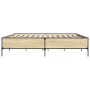 Estructura cama madera ingeniería metal roble Sonoma 200x200 cm