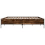 Estructura cama madera ingeniería metal roble ahumado 200x200cm