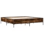 Estructura cama madera ingeniería metal roble ahumado 200x200cm