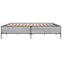 Estructura cama madera ingeniería metal gris Sonoma 200x200 cm