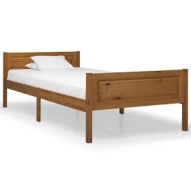 Solid pine wood bed frame honey brown 90x200 cm by vidaXL, Beds and slatted bases - Ref: Foro24-322110, Price: 117,04 €, Disc...
