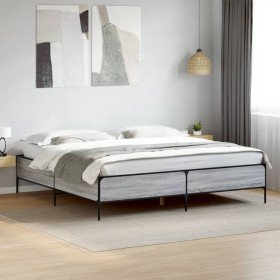 Estructura cama madera ingeniería metal gris Sonoma 180x200 cm Estructura cama madera ingeniería metal gris Sonoma 180x200 cm