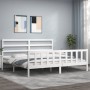 Weißer Massivholzbettrahmen mit Kopfteil 200x200 cm von vidaXL, Betten und Lattenroste - Ref: Foro24-3191927, Preis: 147,58 €...