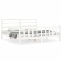 White solid wood bed frame with headboard 200x200 cm by vidaXL, Beds and slatted bases - Ref: Foro24-3191927, Price: 147,58 €...