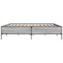 Estructura cama madera ingeniería metal gris Sonoma 180x200 cm