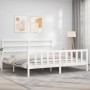 Weißer Massivholzbettrahmen mit Kopfteil 200x200 cm von vidaXL, Betten und Lattenroste - Ref: Foro24-3191927, Preis: 147,58 €...