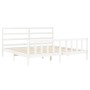 Weißer Massivholzbettrahmen mit Kopfteil 200x200 cm von vidaXL, Betten und Lattenroste - Ref: Foro24-3191927, Preis: 147,58 €...