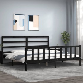 Bettgestell mit schwarzem Massivholzkopfteil 200x200 cm von vidaXL, Betten und Lattenroste - Ref: Foro24-3191930, Preis: 198,...