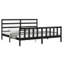 Bed frame with black solid wood headboard 200x200 cm by vidaXL, Beds and slatted bases - Ref: Foro24-3191930, Price: 198,14 €...