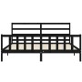Bed frame with black solid wood headboard 200x200 cm by vidaXL, Beds and slatted bases - Ref: Foro24-3191930, Price: 198,14 €...