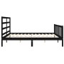 Bed frame with black solid wood headboard 200x200 cm by vidaXL, Beds and slatted bases - Ref: Foro24-3191930, Price: 198,14 €...