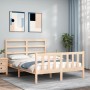 Double bed frame with solid wood headboard by vidaXL, Beds and slatted bases - Ref: Foro24-3191876, Price: 108,39 €, Discount: %