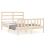 Double bed frame with solid wood headboard by vidaXL, Beds and slatted bases - Ref: Foro24-3191876, Price: 108,39 €, Discount: %