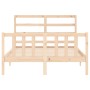 Double bed frame with solid wood headboard by vidaXL, Beds and slatted bases - Ref: Foro24-3191876, Price: 108,39 €, Discount: %