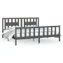 Gray pine wood bed frame with headboard 200x200cm by vidaXL, Beds and slatted bases - Ref: Foro24-3188188, Price: 171,29 €, D...