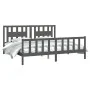 Gray pine wood bed frame with headboard 200x200cm by vidaXL, Beds and slatted bases - Ref: Foro24-3188188, Price: 171,29 €, D...