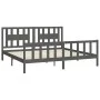 Gray pine wood bed frame with headboard 200x200cm by vidaXL, Beds and slatted bases - Ref: Foro24-3188188, Price: 171,29 €, D...