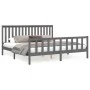 Gray pine wood bed frame with headboard 200x200cm by vidaXL, Beds and slatted bases - Ref: Foro24-3188228, Price: 176,14 €, D...