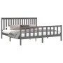 Estructura de cama con cabecero madera de pino gris 200x200cm de vidaXL, Camas y somieres - Ref: Foro24-3188228, Precio: 176,...