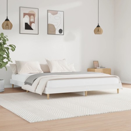 Glänzend weißer Holzwerkstoff-Bettrahmen 200 x 200 cm von vidaXL, Betten und Lattenroste - Ref: Foro24-832007, Preis: 123,52 ...