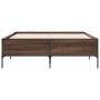 Estructura cama madera ingeniería metal marrón roble 120x200 cm