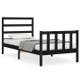 Single bed frame with black solid wood headboard by vidaXL, Beds and slatted bases - Ref: Foro24-3191870, Price: 117,02 €, Di...