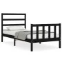 Single bed frame with black solid wood headboard by vidaXL, Beds and slatted bases - Ref: Foro24-3191870, Price: 115,47 €, Di...