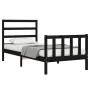 Single bed frame with black solid wood headboard by vidaXL, Beds and slatted bases - Ref: Foro24-3191870, Price: 115,47 €, Di...