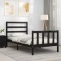 Single bed frame with black solid wood headboard by vidaXL, Beds and slatted bases - Ref: Foro24-3191870, Price: 115,47 €, Di...