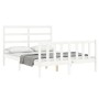 Double bed frame with white solid wood headboard by vidaXL, Beds and slatted bases - Ref: Foro24-3191877, Price: 122,40 €, Di...