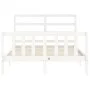 Doppelbettgestell mit weißem Massivholz-Kopfteil von vidaXL, Betten und Lattenroste - Ref: Foro24-3191877, Preis: 120,65 €, R...