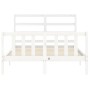 Double bed frame with white solid wood headboard by vidaXL, Beds and slatted bases - Ref: Foro24-3191877, Price: 122,40 €, Di...
