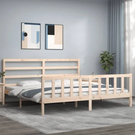 Bettgestell mit Massivholzkopfteil 200x200 cm von vidaXL, Betten und Lattenroste - Ref: Foro24-3191926, Preis: 134,44 €, Raba...
