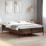 Estructura cama madera ingeniería metal marrón roble 140x190 cm