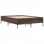 Estructura cama madera ingeniería metal marrón roble 140x190 cm