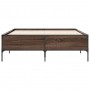 Estructura cama madera ingeniería metal marrón roble 140x190 cm