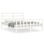 White solid wood bed frame with headboard 160x200 cm by vidaXL, Beds and slatted bases - Ref: Foro24-3191917, Price: 133,56 €...