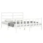 White solid wood bed frame with headboard 160x200 cm by vidaXL, Beds and slatted bases - Ref: Foro24-3191917, Price: 133,56 €...