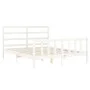 White solid wood bed frame with headboard 160x200 cm by vidaXL, Beds and slatted bases - Ref: Foro24-3191917, Price: 133,56 €...
