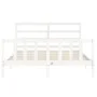 White solid wood bed frame with headboard 160x200 cm by vidaXL, Beds and slatted bases - Ref: Foro24-3191917, Price: 133,56 €...