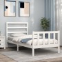 Weißer Massivholzbettrahmen mit Kopfteil 90x200 cm von vidaXL, Betten und Lattenroste - Ref: Foro24-3191892, Preis: 92,01 €, ...