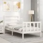 White solid wood bed frame with headboard 90x200 cm by vidaXL, Beds and slatted bases - Ref: Foro24-3191892, Price: 90,85 €, ...