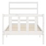Weißer Massivholzbettrahmen mit Kopfteil 90x200 cm von vidaXL, Betten und Lattenroste - Ref: Foro24-3191892, Preis: 92,01 €, ...