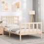 Bed frame with solid wood headboard 90x200 cm by vidaXL, Beds and slatted bases - Ref: Foro24-3191956, Price: 87,94 €, Discou...