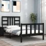Bed frame with black solid wood headboard 100x200 cm by vidaXL, Beds and slatted bases - Ref: Foro24-3191965, Price: 133,77 €...