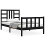 Bed frame with black solid wood headboard 100x200 cm by vidaXL, Beds and slatted bases - Ref: Foro24-3191965, Price: 135,54 €...