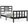Bed frame with black solid wood headboard 100x200 cm by vidaXL, Beds and slatted bases - Ref: Foro24-3191965, Price: 133,77 €...