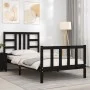 Bed frame with black solid wood headboard 100x200 cm by vidaXL, Beds and slatted bases - Ref: Foro24-3191965, Price: 133,77 €...